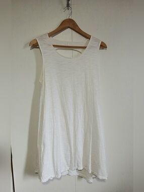 Neon Buddah White Cotton Summer Dress Tunic Small Boho Lagenlook